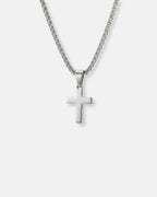 Bruce & Co Minimal Cross Pendant Necklace, Silver-Plated Steel