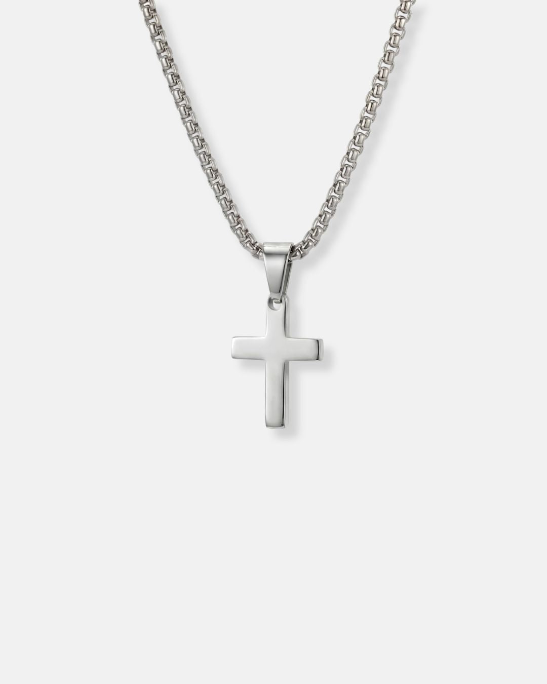 Bruce & Co Minimal Cross Pendant Necklace, Silver-Plated Steel