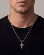 Bruce & Co Minimal Cross Pendant Necklace, Silver-Plated Steel