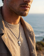 Bruce & Co Minimal Cross Pendant Necklace, Silver-Plated Steel