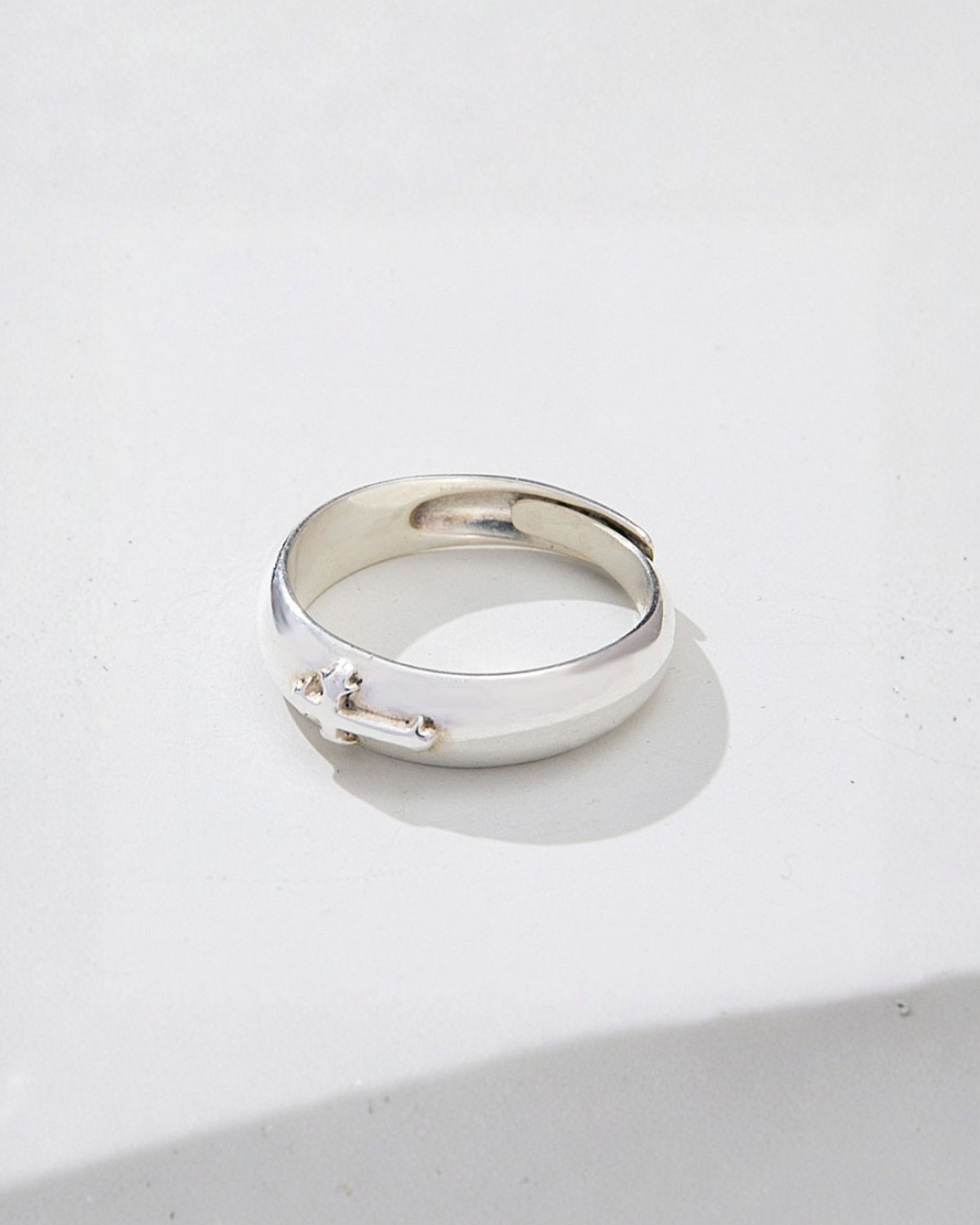 Bruce & Co Minimal Cross Adjustable Open Ring, Silver-Tone Copper