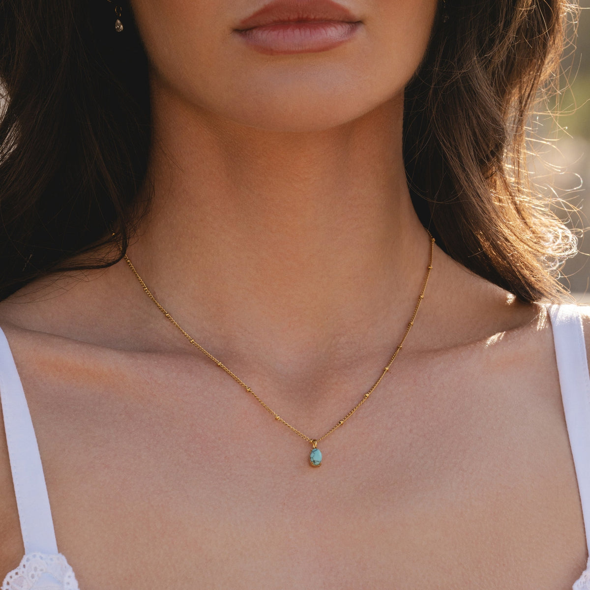 Bruce & Co Oval Turquoise Pendant Necklace, 5 × 7 mm