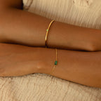 Bruce & Co Green Zircon Open Cuff Bracelet, Steel