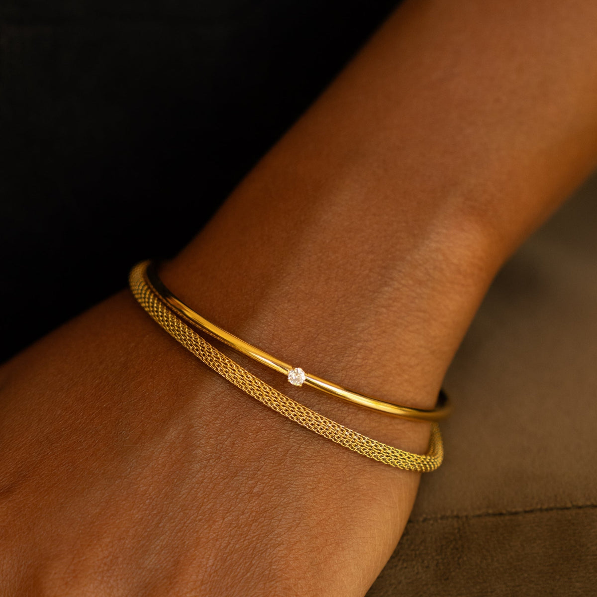 Bruce & Co Solar – White Zircon Open Cuff Bracelet