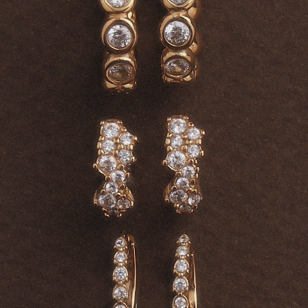 Bruce & Co Starlight – White Zircon Cluster Huggie Earrings