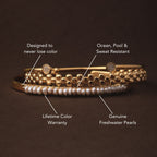 Bruce & Co Freshwater Pearl Row Cuff Bracelet, Steel