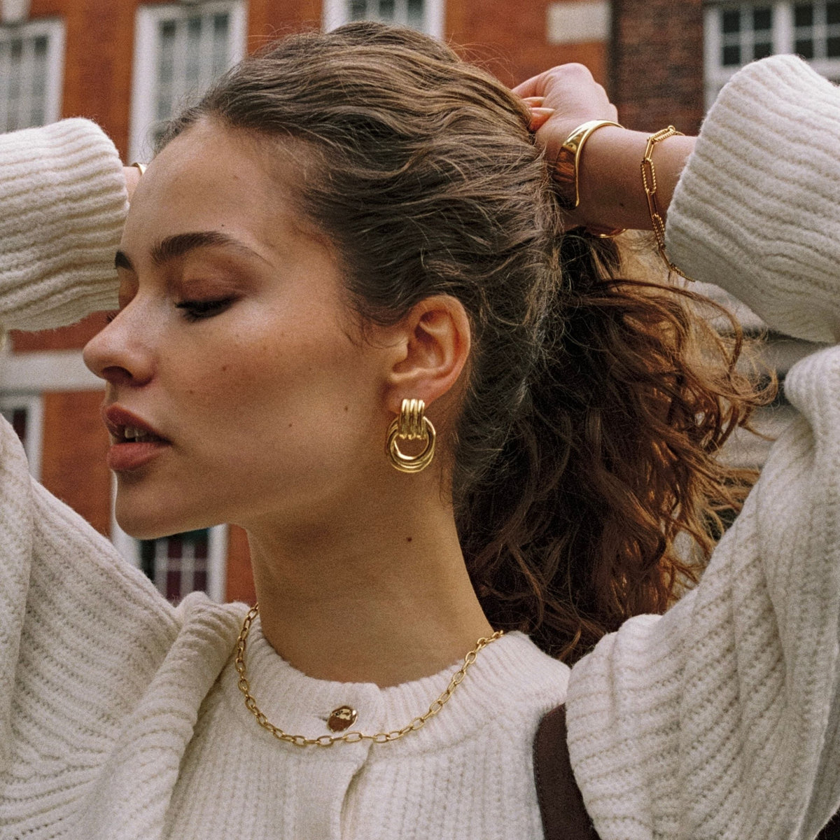Bruce & Co Louvres – Sculptural Double Oval Drop Earrings