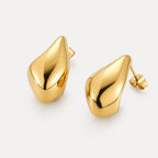 Bruce & Co Molten – Sculpted Drop Stud Earrings, Gold PVD Steel