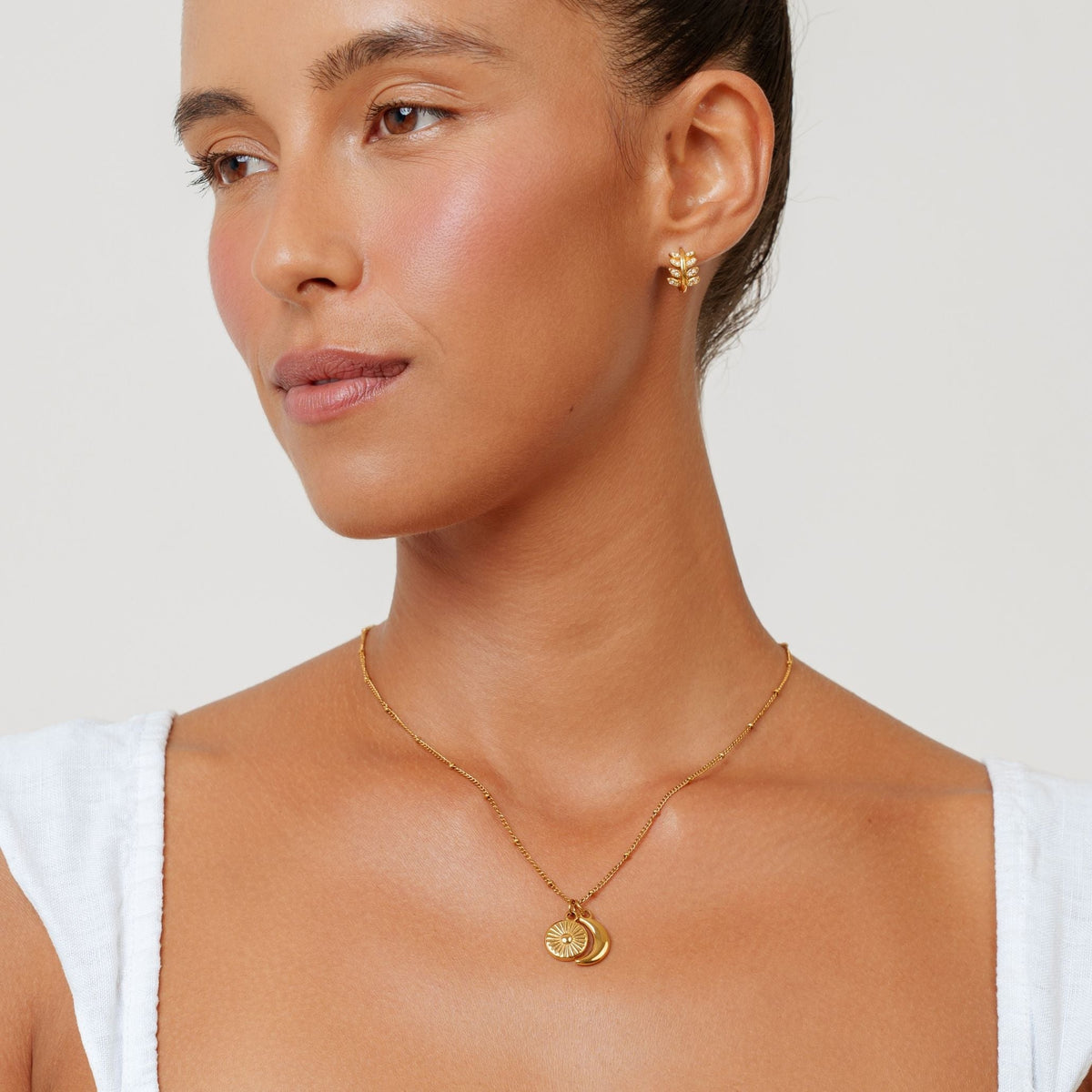 Bruce & Co Sun and Crescent Moon Necklace, Steel