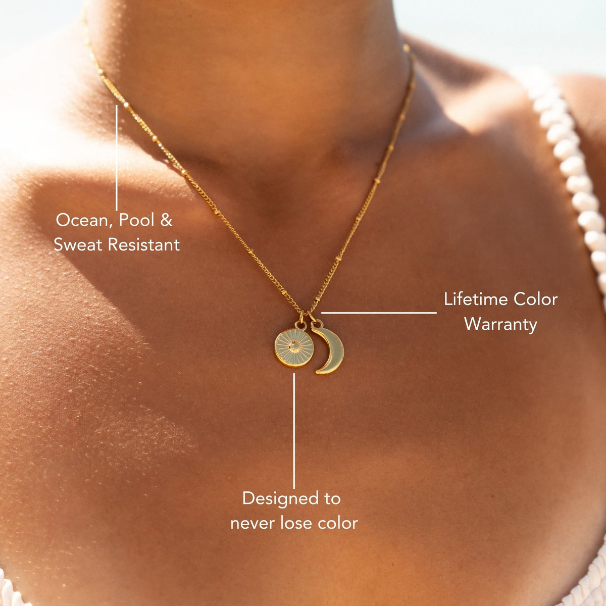 Bruce & Co Sun and Crescent Moon Necklace, Steel