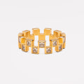 Bruce & Co Mosaic – Geometric Zircon Band Ring, Gold PVD Steel