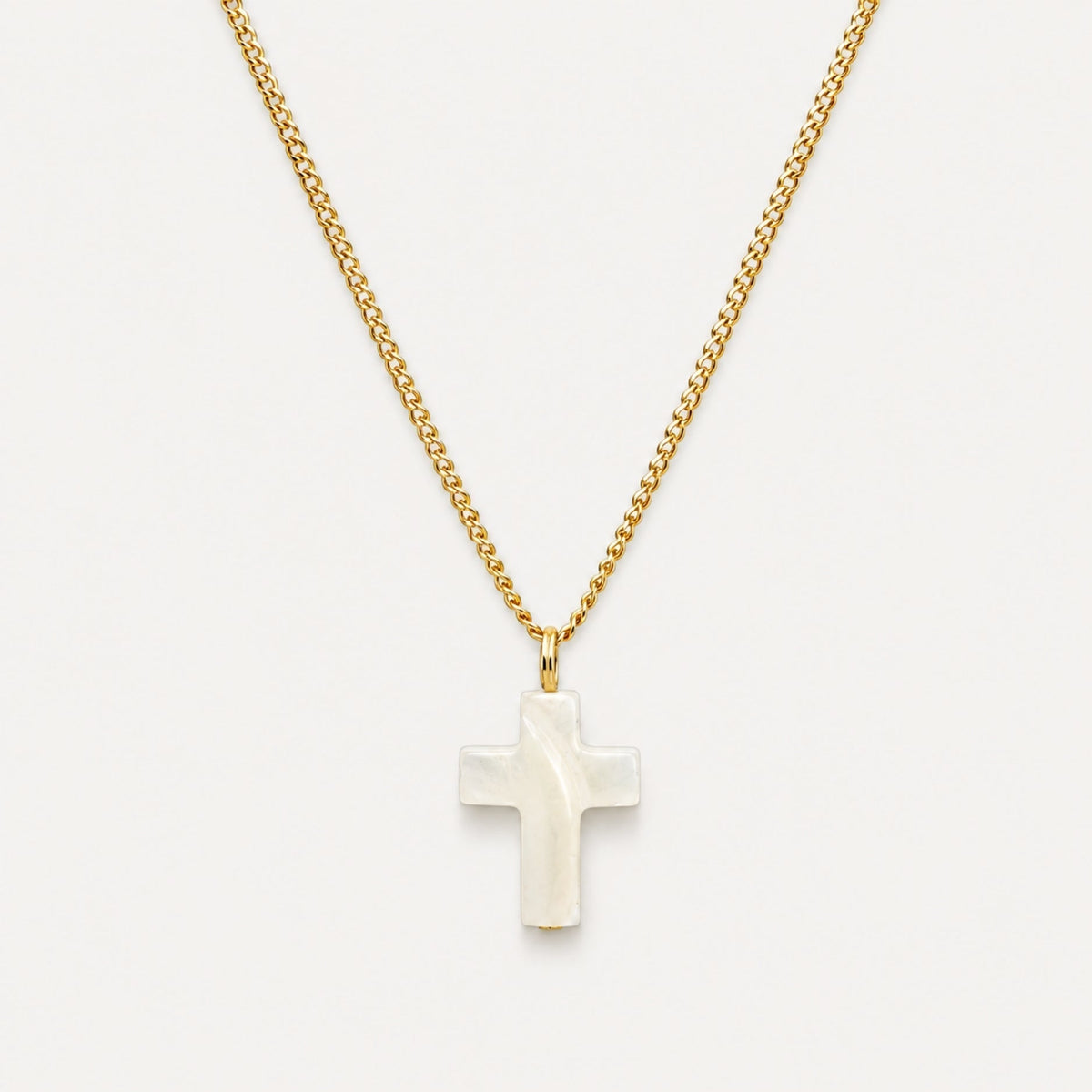Bruce & Co Mother-of-Pearl Cross Necklace, Stainless Steel