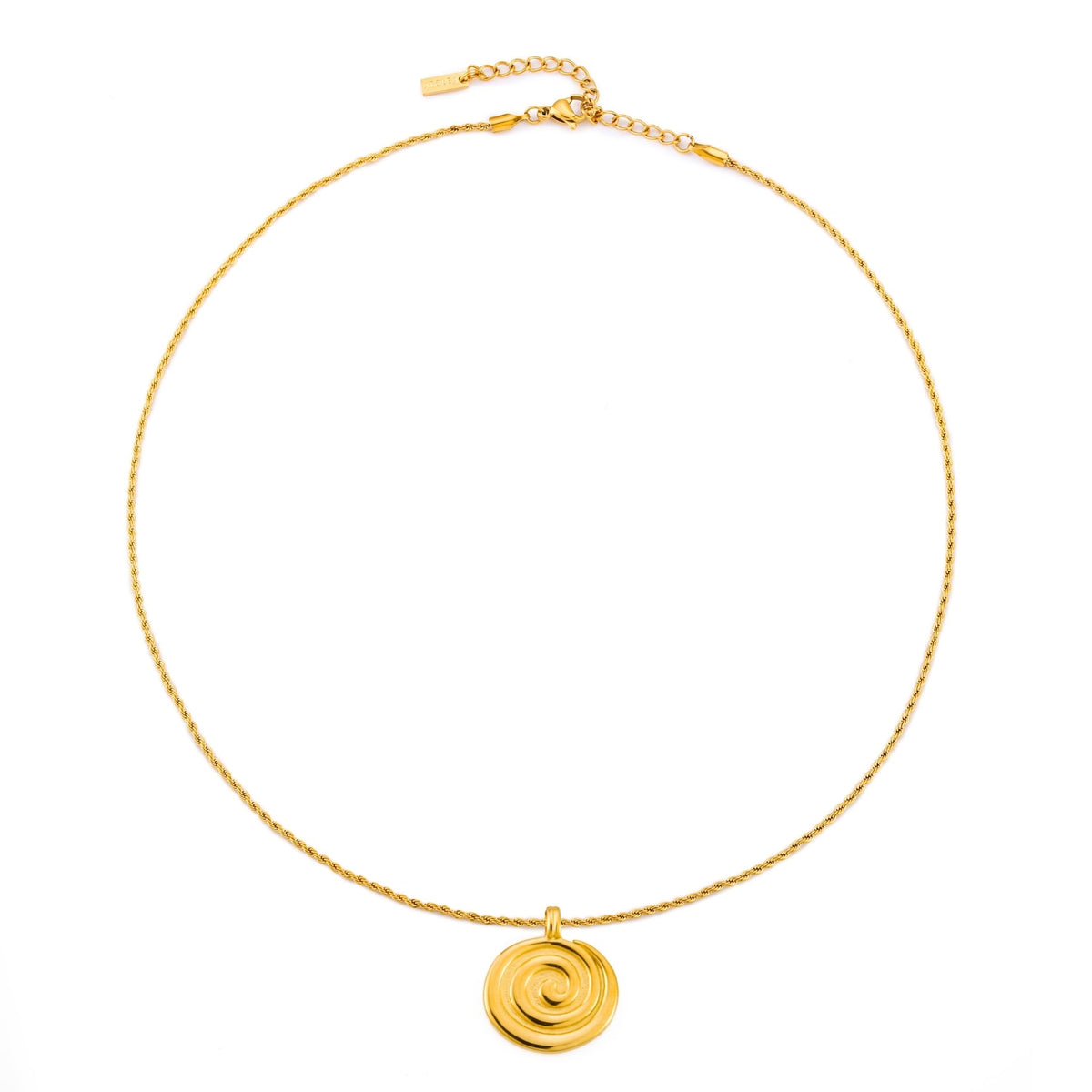 Bruce & Co Nalu – Spiral Disc Pendant Necklace, 19 mm, Gold PVD Steel