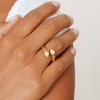 Bruce & Co Naya – Two Pear Zircon Open Ring, Steel