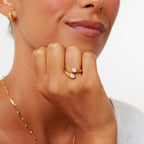 Bruce & Co Naya – Two Pear Zircon Open Ring, Steel