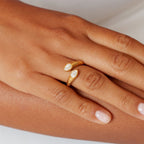 Bruce & Co Naya – Two Pear Zircon Open Ring, Steel