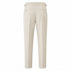 Norenor beige tailored trousers rear view on white studio background