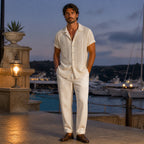 Norerino outfit styled at a marina at blue hour