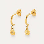 Bruce & Co North Star Charm Earrings, White Zircon, Gold PVD Steel