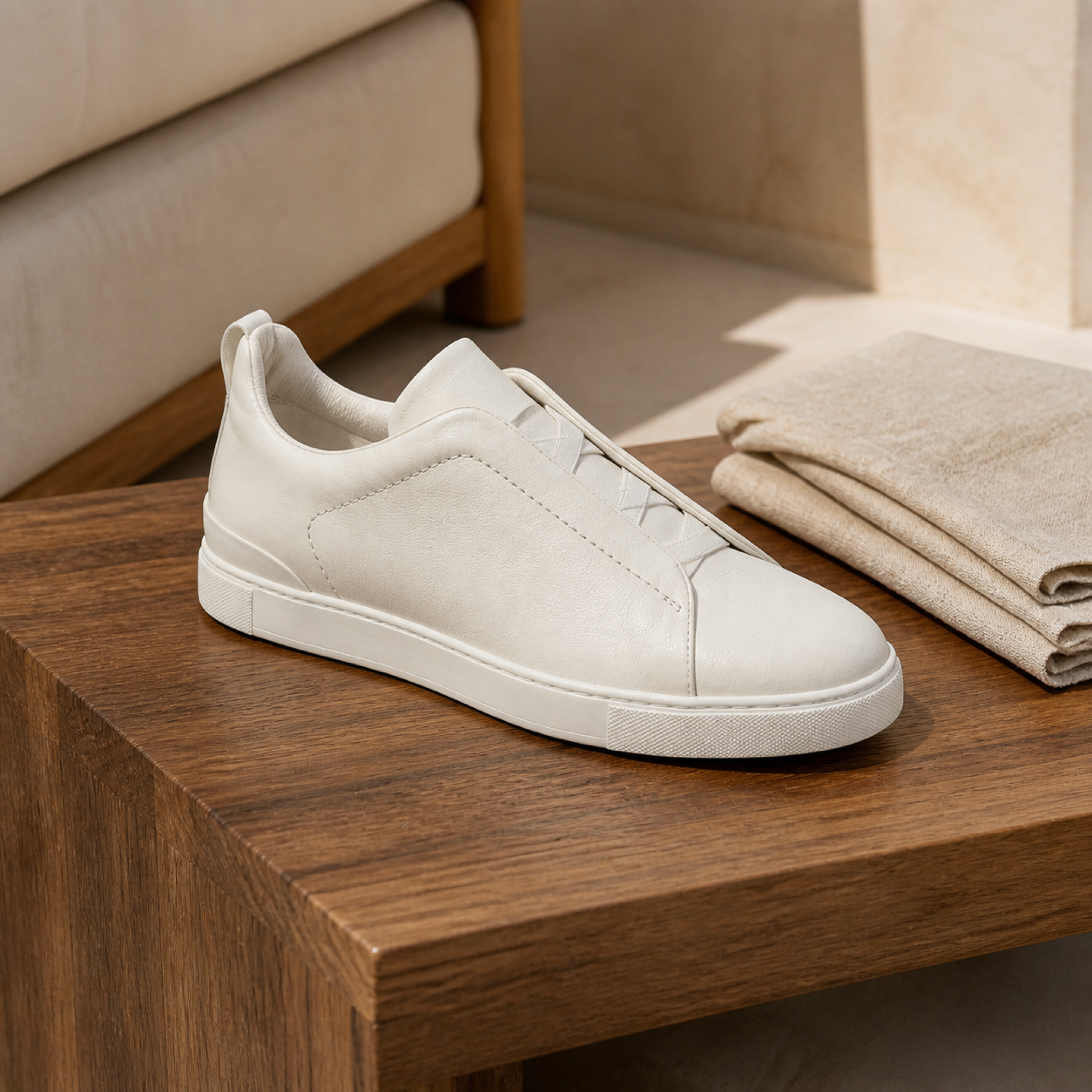 Norvane White sneaker editorial walnut setting