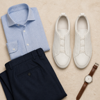 Norvane White sneakers smart-casual flat lay