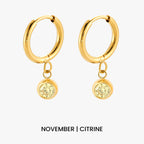 Bruce & Co Birthstone Color CZ Charm Hoop Earrings