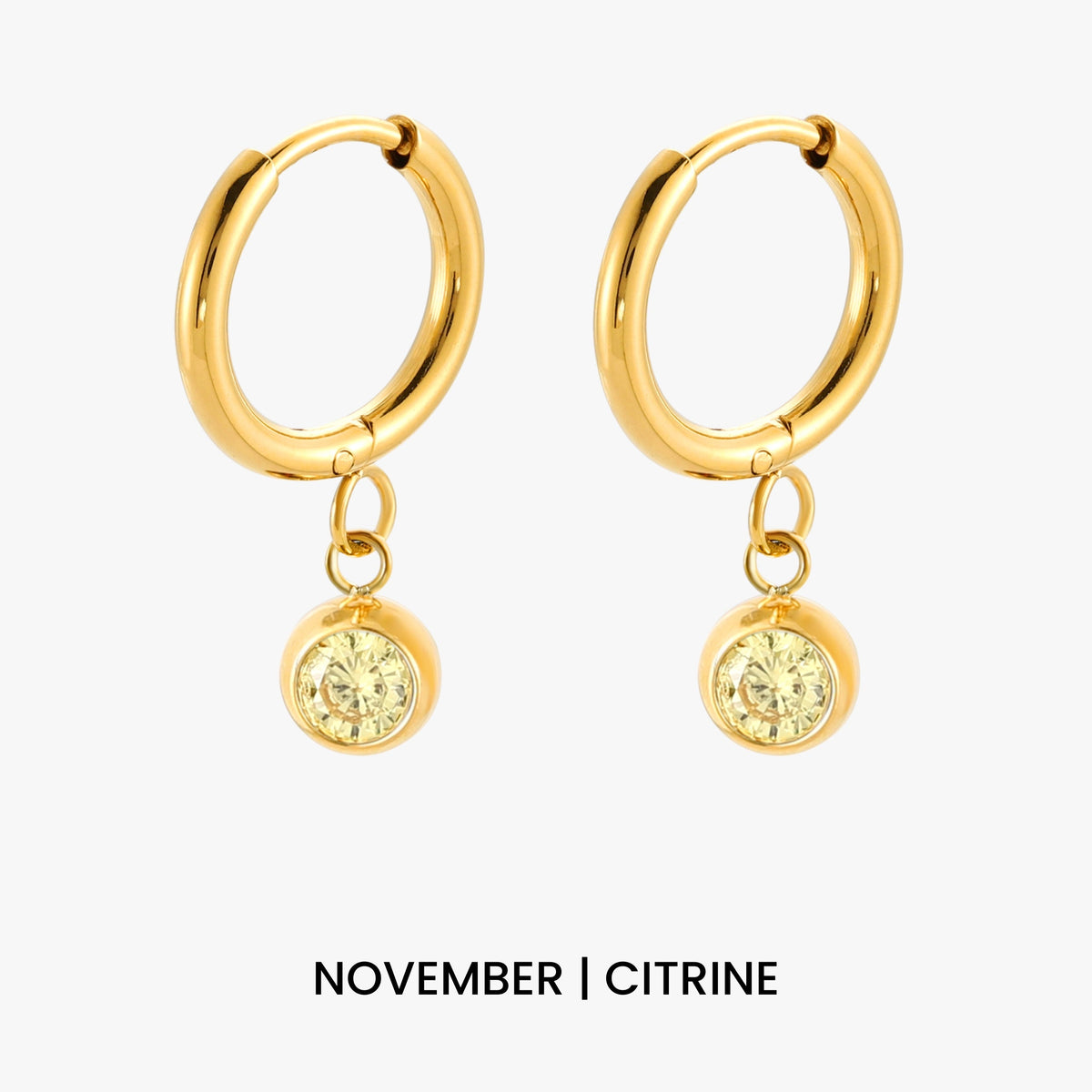 Bruce & Co Birthstone Color CZ Charm Hoop Earrings