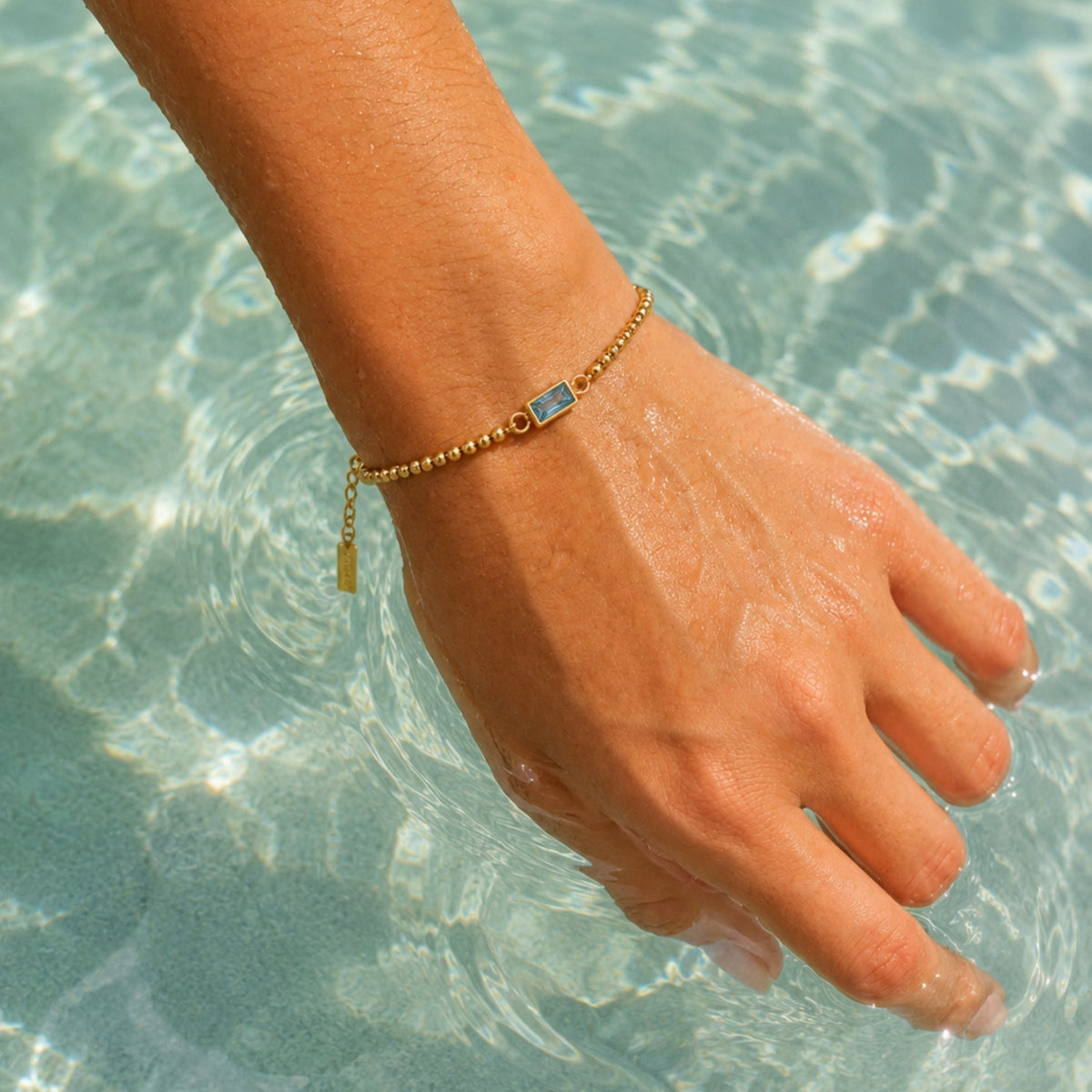 Bruce & Co Birthstone-Color Zircon Beaded Bracelet, Gold PVD Steel