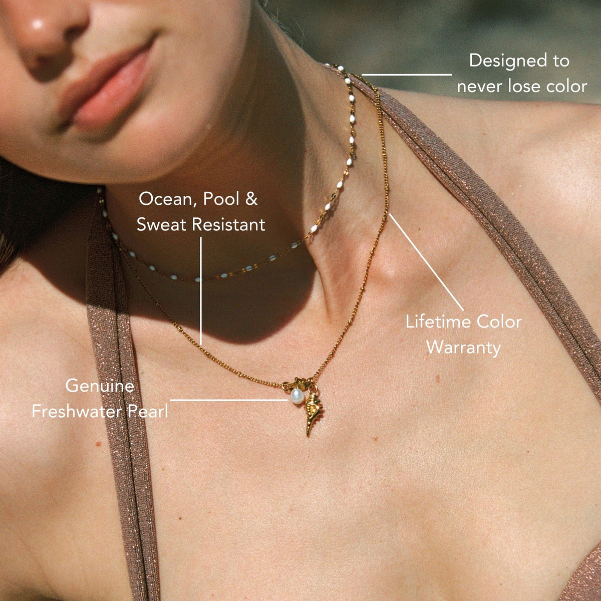 Bruce & Co Ocean – Shell, Pearl and Green Charm Necklace