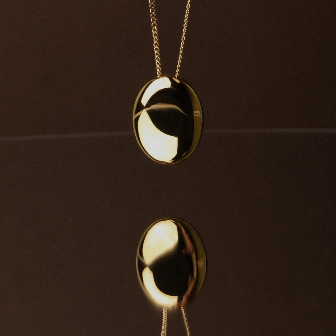 Bruce & Co Polished Pebble Pendant Necklace, Steel