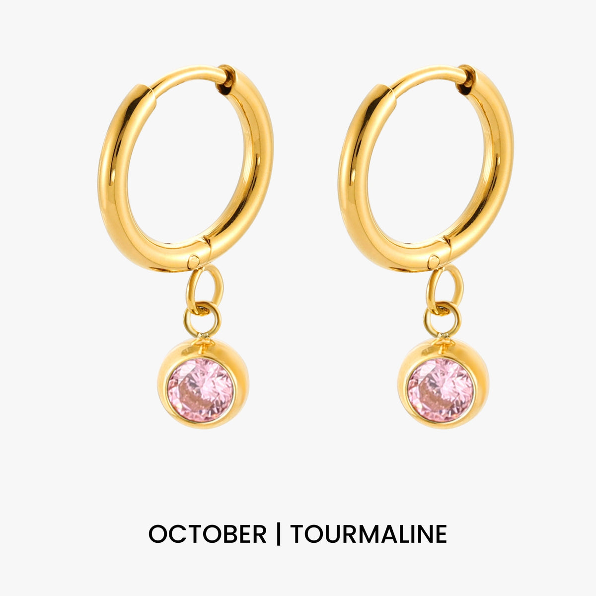 Bruce & Co Birthstone Color CZ Charm Hoop Earrings