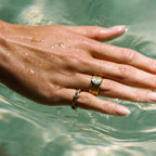 Bruce & Co Odyssey – Hammered Pear Zircon Ring, Steel