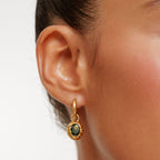 Bruce & Co Olive – Oval Green Zircon Drop Hoop Earrings