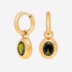 Bruce & Co Olive – Oval Green Zircon Drop Hoop Earrings