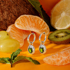 Bruce & Co Olive – Oval Green Zircon Drop Hoop Earrings