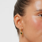 Bruce & Co Olive – Oval Green Zircon Drop Hoop Earrings