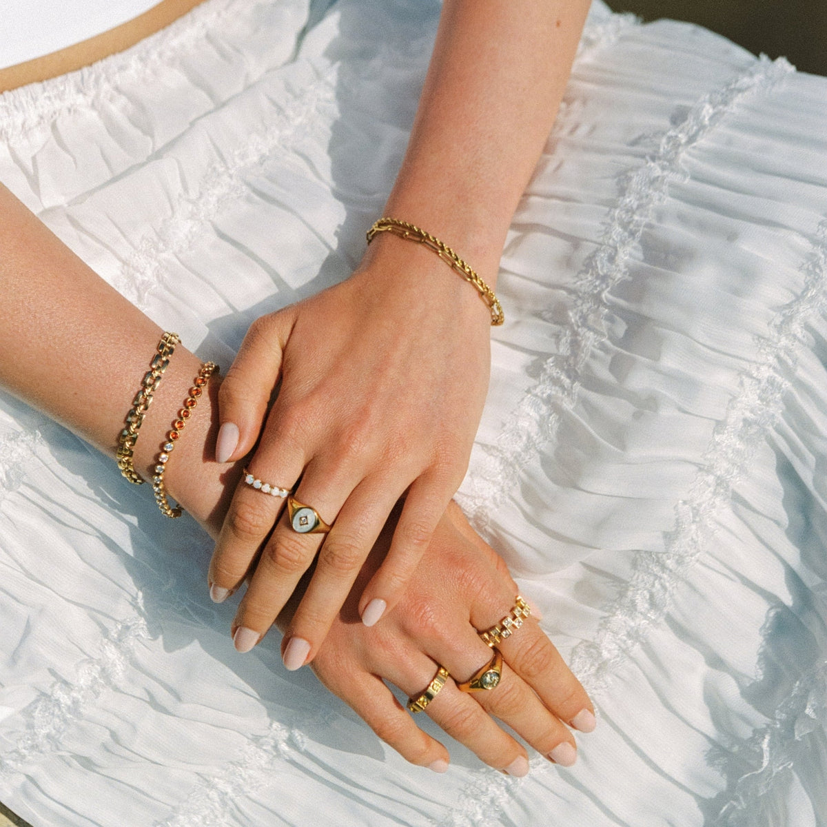 Bruce & Co Opal Row Band Ring, Stainless Steel