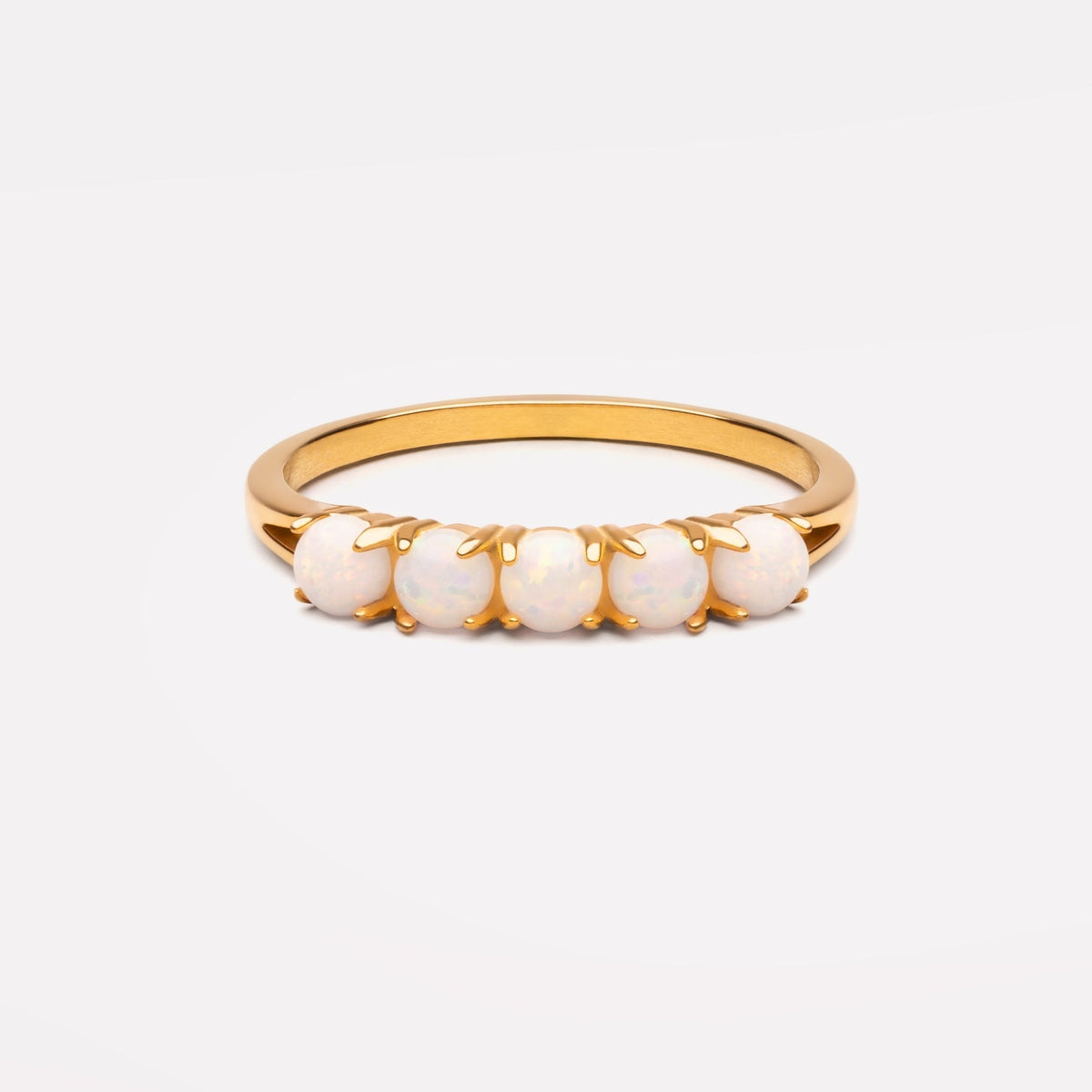 Bruce & Co Opal Row Band Ring, Stainless Steel