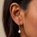 Bruce & Co Opal Teardrop Huggie Hoop Earrings, Steel