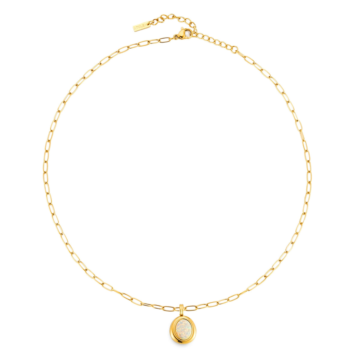 Bruce & Co Aura – Opal Bezel Paperclip Necklace