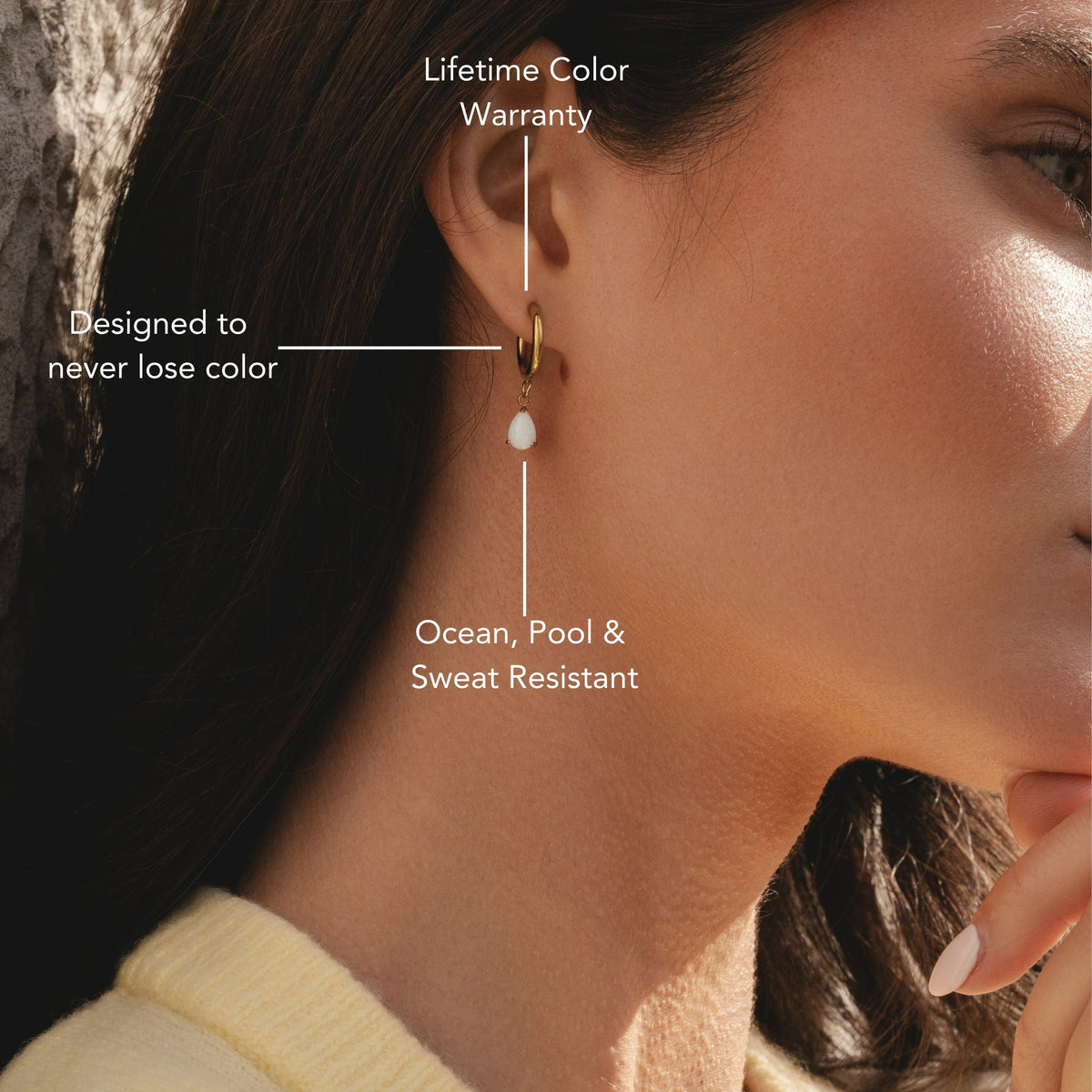 Bruce & Co Opal Teardrop Huggie Hoop Earrings, Steel