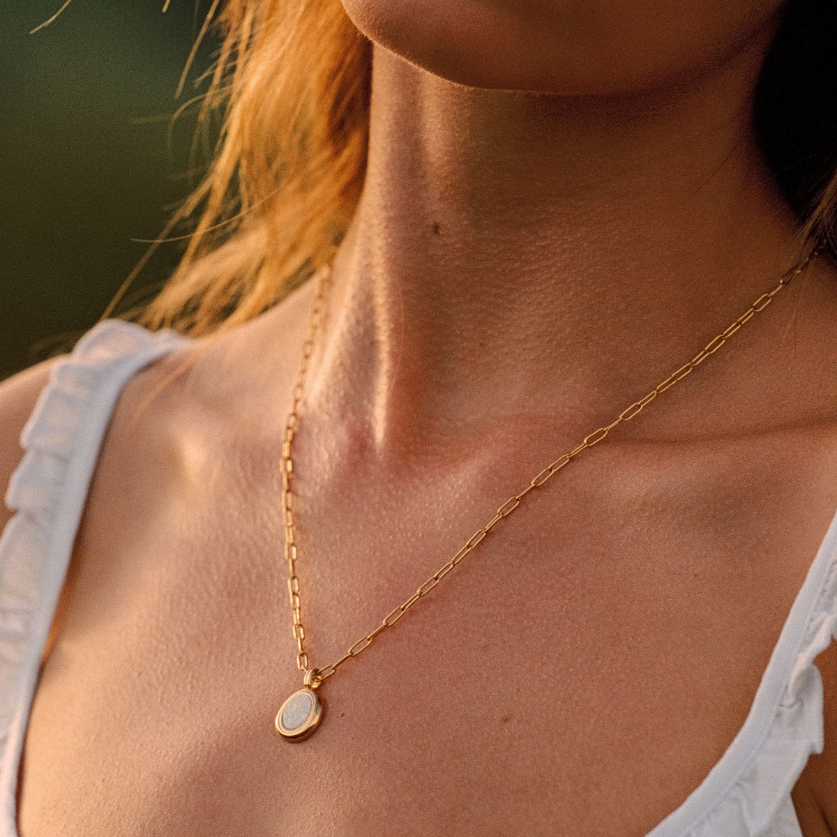 Bruce & Co Aura – Opal Bezel Paperclip Necklace