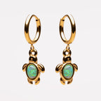 Bruce & Co Opal Sea Turtle Charm Hoop Earrings, Gold PVD Steel