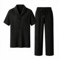 Ornor black textured shirt and drawstring trousers set on pure white background