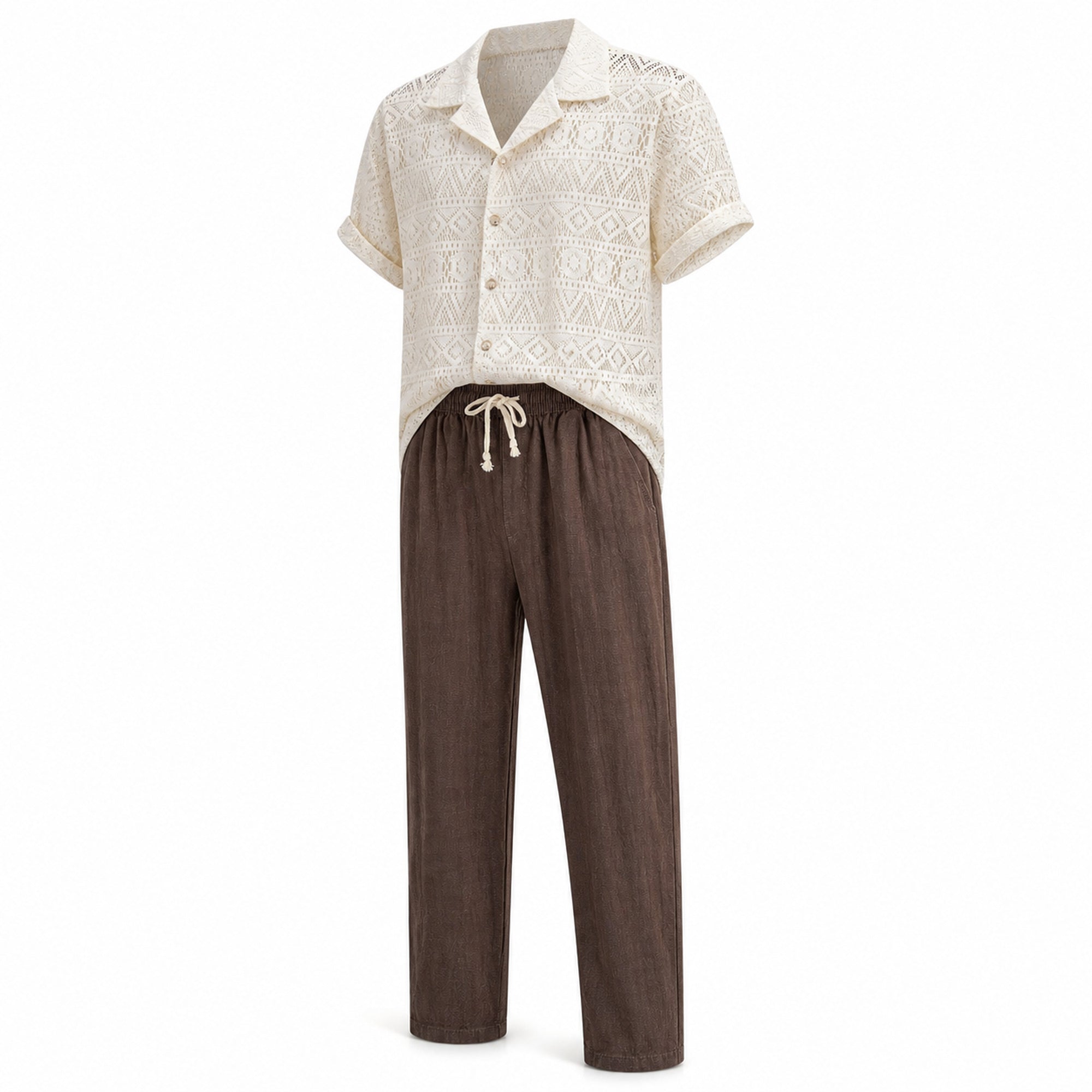 Orvento two-piece outfit, angled ghost mannequin studio view