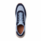 Men's Bruce & Co Orvessa baby blue and navy mesh casual sneakers – top view on white