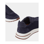 Orvessa navy suede and mesh sneakers, rear and toe details on white