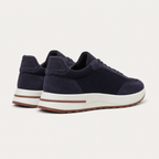 Orvessa navy suede and mesh sneakers, editorial rear view