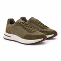 Orvessa olive suede-mesh runner sneakers, pair on seamless white