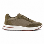 Orvessa olive suede-mesh runner sneaker, clean side profile